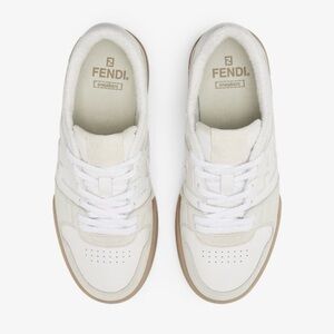 EUC Men’s Size 8 (Euro Sz 41) Fendi Match Low Top Suede Sneakers In White/Beige